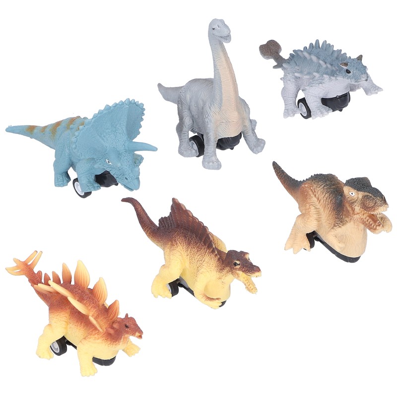 6Pcs Dinosaur Pull Back Car Children Model Simulation Brachiosaurus Tyrannosaurus