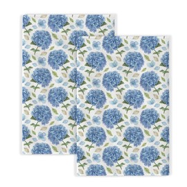 OFIRD Spring Floral Dish Towels 16x24 inches Pack of 2,Blue Hydrangea Floral Kitchen Towels,Summer Holiday Bathroom Home Decor Colorful Flower Dish Towels for Farmhouse Home Decoration