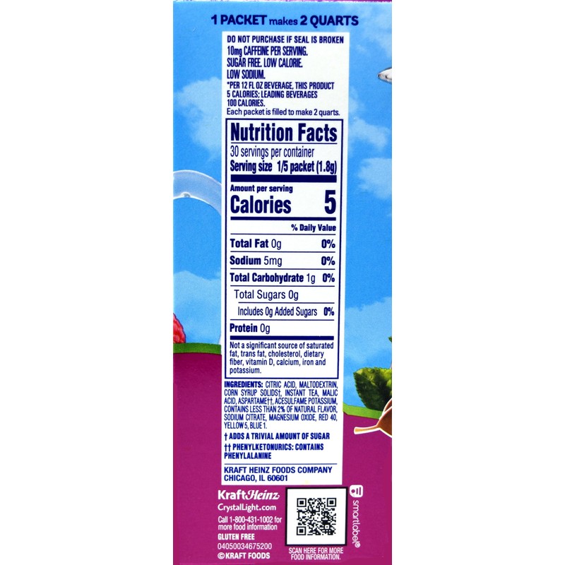 Crystal Light Raspberry Iced Tea Drink Mix, 12-Quart 1.6-Ounce Canister