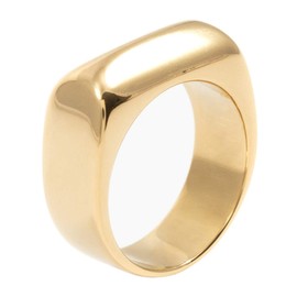 Happiness Boutique Women's Square Ring Gold Colour Solid Ring Stainless Steel Jewellery Gold-Plated, Stainless Steel Gold Plated Stainless steel