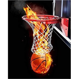 F-CANLAN Round Full Drill Diamond Painting Kit, 5D Fire Basketball Paint with Diamonds Basketball Enthusiast Diamond Art Painting by Numbers Beginner Basketball Dream Diamond Painting (12X16 inches)