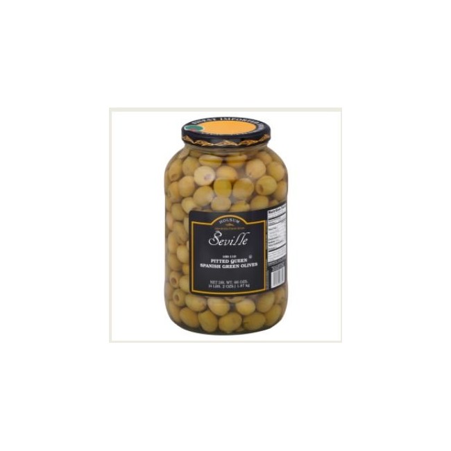 Seville, Pitted Queen Spanish Green Olives, 1 Gallon (4 Count)
