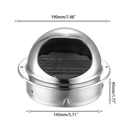 Stainless Steel Ventilation Grille, 150 mm Stainless Steel Ventilation Grille, Exhaust Grille, Weather Protection Grille, Outdoor Hood, Round Ball Hood for Kitchen, Cooker Hood Cover (150 mm)