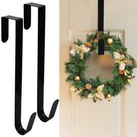 Qaziuy 2Pack Christmas Wreath Hanger for Front Door, Metal Wreath Door Hanger, Over The Door Wreath Hanger for Christmas Wreath Decor