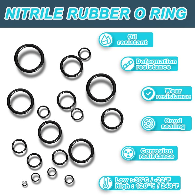 KEZE 788 Pcs SAE Rubber O Ring Assortment Kit Buna-N