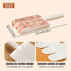 Triple for Making Meatballs, Plastic None-Stick Tool with Cutting Spade, Creative Mold for Sorbet, Rice Balls, Fish Ball Dining Kitchen