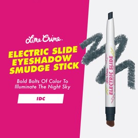 Lime Crime Electric Slide Eyeshadow & Brush Stick, IDC (Matte Black) - Lightweight 2-in-1 Eyeshadow Smudge Stick with Angled Brush for Long Lasting Bold Color - Vegan