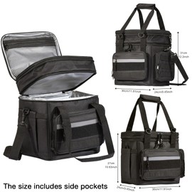 Espmotic Tactical Lunch Box for Men, Large Expandable Insulated Cooler Bag for Construction & Outdoor Work, Leakproof Dual Compartment Meal Prep Container with MOLLE for 12-Hour Shifts (Black)