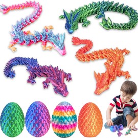 4PCS Dragon Eggs with Dragon Inside,3D Dragon Egg,3D Printed Fidget Toy,Dragon Egg Fidget Toy,Articulated Dragon Crystal Dragon Egg Ice,Gifts for Kids and Adults,Ideal for Christmas,Easter,Birthdays