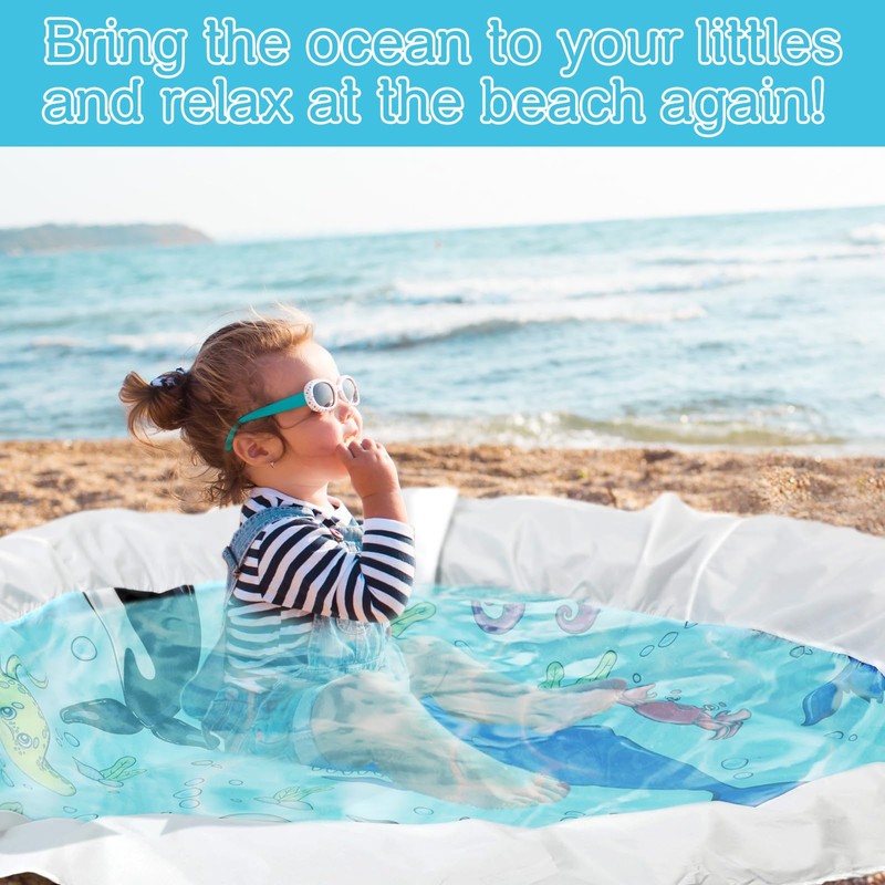 Tondiamo 6.6 x 6.6 ft Beach Pool for Toddler Baby