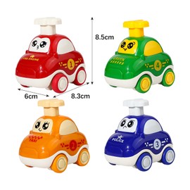 CHUNLINLAODA 4 Pieces Baby Wind-Up Car Toy Press and Go Toy Cars Car Toy Baby Car Racing Car Children's Toy Gift for Children Boys Girls Learning Toy