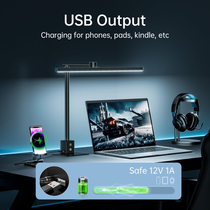 deeloop 2-in-1 LED Desk Lamp or Clamp with USB Charging