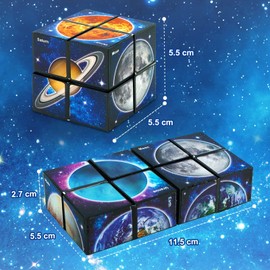 HhBdy 2 in 1 Star Sky Infinity Cube Set,Fidget Toys for Kids Magic Cube Stress Relief Toys Sensory Toys for Autism Teenagers Cool Presents for 8-12 Year Olds Boy-Educational Game Gifts