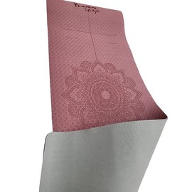 Yoga Mat (183 x 61 cm) Including Carry Strap - Gymnastics and Fitness Mat Extra Non-Slip in 6 mm Thickness - Sports and Yoga Mat for Gym, Workout and Yoga - Sports Mat for Home (Pink/Grey)