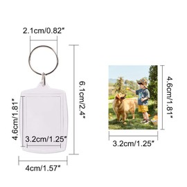 Norhogo Pack of 25 Transparent Picture Frame Key Ring Photo Acrylic with Key Ring Picture Transparent Picture Frame Photo Pendant for Family Friends Gifts 4.0 x 5.5 cm, transparent