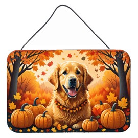 Caroline's Treasures DAC1049DS812 Golden Retriever Fall Wall or Door Hanging Prints Aluminum Metal Sign Kitchen Wall Bar Bathroom Plaque Home Decor, 8x12, Multicolor