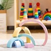 MERRYHEART Wooden Rainbow Small Stacker, 6 Piece Rainbow Stacking Toy