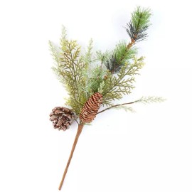 Factory Direct Craft Set of 4 Sparkling Glitter Frosted Mixed Pine 16" Sprays with Pine Cones