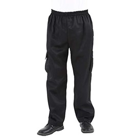 Men's and Women's Black Cargo Style Chef Pants Baggy Kitchen Uniforms Work Chef's Pants BlackPocket-XL