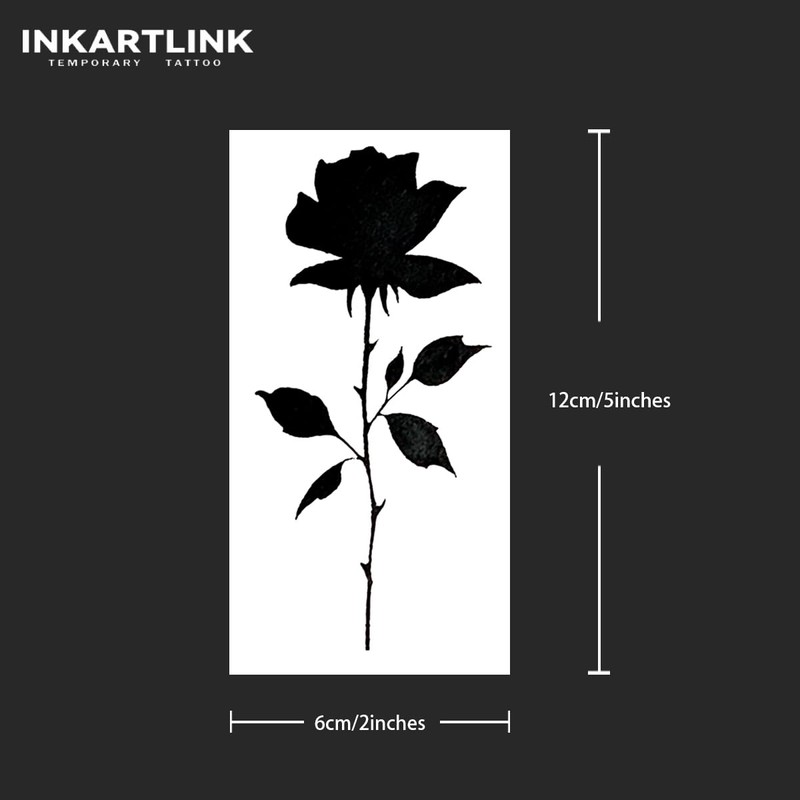 INKARTLINK Cell Colored Tattoo Stickers, Black Rose, Temporary Tattoos, Set