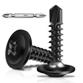 Wavanta 50Pcs Self Tapping Screws, M4.2 x 19mm Wafer Head Self Drilling Screws for Metal, Stainless Steel Self Tapping Screw, Black Oxide, Tek Screw with Screwdriver Bit