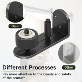 4PCS Sliding Barn Door Floor Guide, Quiet Bearing, Barn Door Adjustable Rubber Rollers, Barn Door Floor Track, Flush Bottom, Round Edge Design, 4.49" L*1.57" W*1.97" H