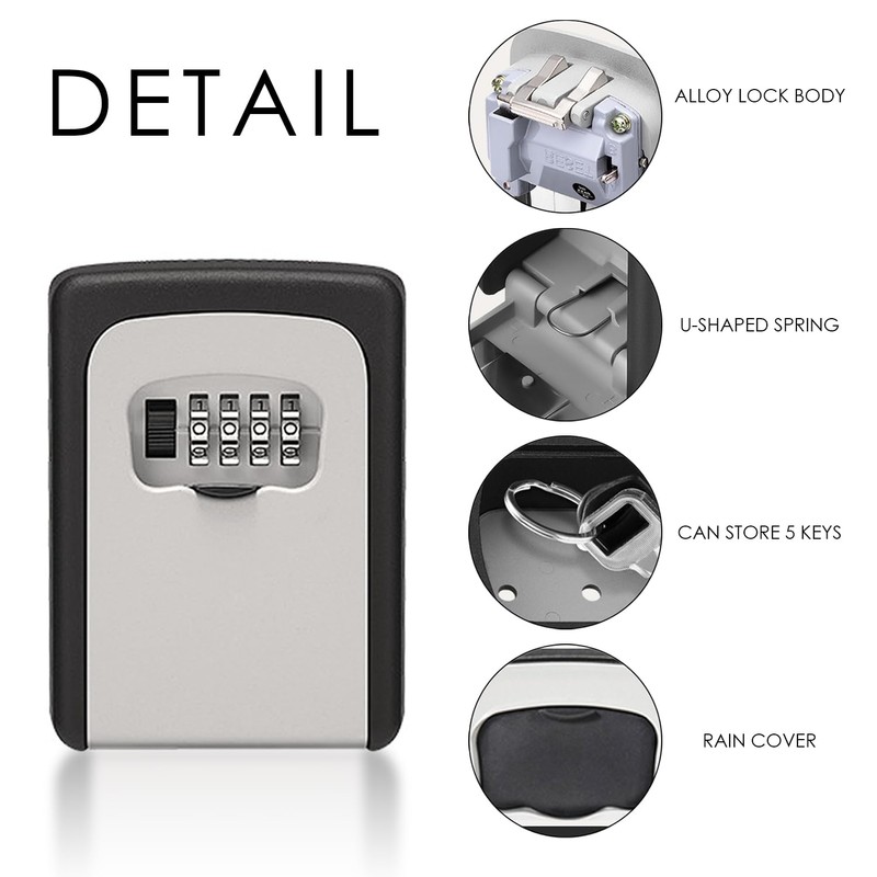 COACOM 1 Piece Grey Combination Lock Key Box Lock Box