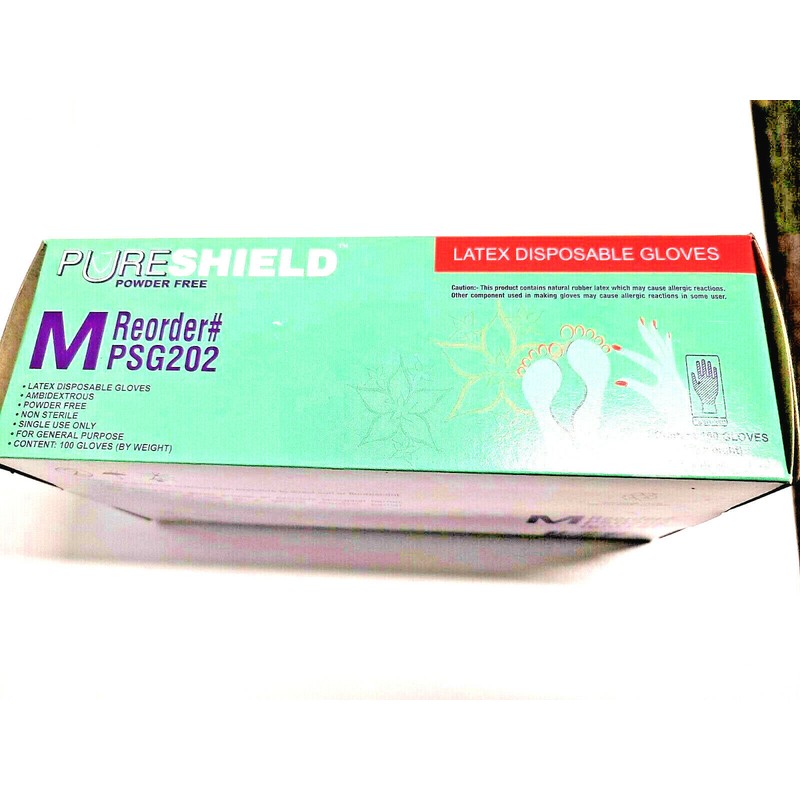 PureShield 6.2 MIL Latex Powder Free Disposable Gloves Size Medium