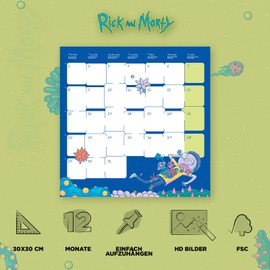Grupo Erik Wandkalender 2023, Rick & Morty Jahreskalender 2023, Kalender 2023 Wandkalender mit Geschenk Poster, Kalender 2023 zum Aufhängen mit offizieller Lizenz