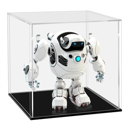 LANSCOERY Clear Acrylic Display Case, Assemble Cube Display Box Stand with Black Base, Dustproof Protection Showcase for Collectibles Memorabilia Figurines (4x4x4 inch; 10x10x10cm)