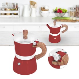 Espresso Maker for 3 Cups, Classic Italian Espresso Maker Aluminium Portable Espresso Maker with Scald-Free Handle for Kitchen, Camping, Office, Red, Classic