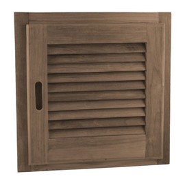 SeaTeak Square 15" x 15" Wooden Louvered Door and Frame, Right-Hand Opening, 100% Solid Teak Wood, Perfect for Boats, Spas or Bathrooms, Hand Sanded and Finished