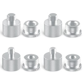 8 Pcs Mic Stand Adapter, 5/8 Female to 3/8 Male and 3/8 Female to 5/8 Male, 5/8 Female to 1/4 Male and 1/4 Female to 5/8 Male Microphone Stand Adapter,Thread Adapter for Mic Boom Arm (Silver)