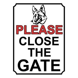 Shawprint Limited PLEASE CLOSE THE GATE GERMAN SHEPHERD DOG THEME METAL SIGN 200MM X 150MM (375H1)