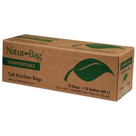 Natur-Bag Large Food Waste Compostable Bags - 13 Gallon, 12 Bags