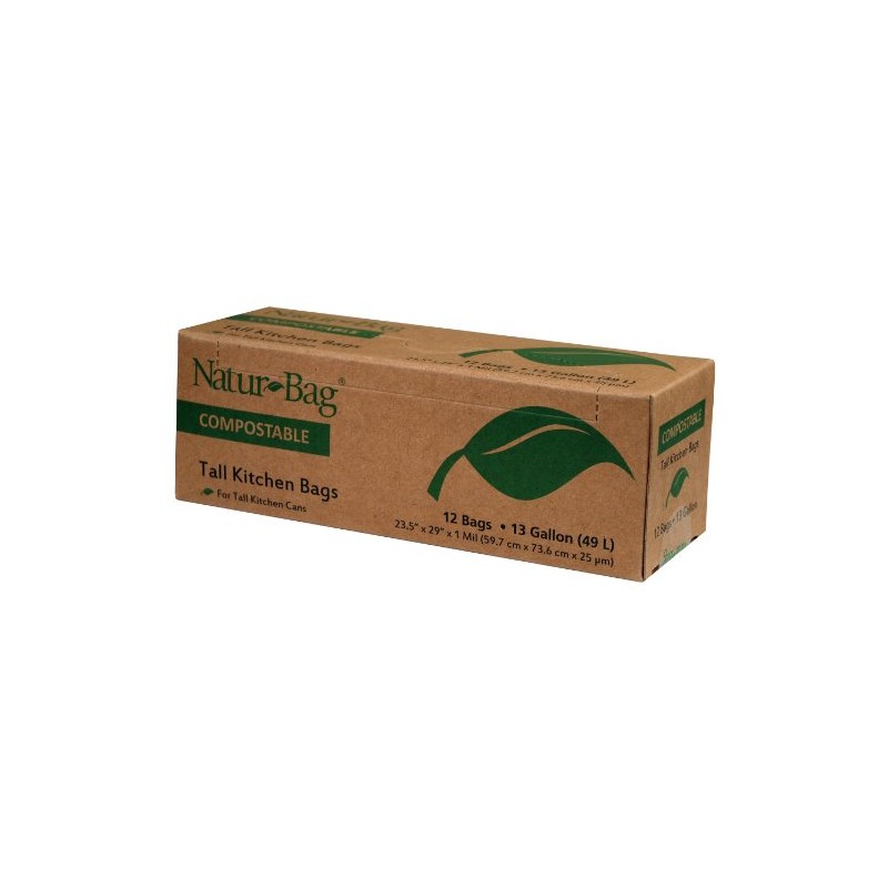Natur-Bag Large Food Waste Compostable Bags - 13 Gallon, 12