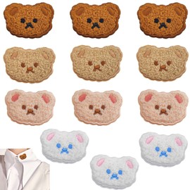 12 Pcs Embroidery Patches Bear Iron on Patches DIY Sew on Patches Animal Patch Appliques for Repair Decoration T-Shirt Jeans Shoes Hat Children Clothes, White,Pink