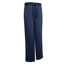 Adaptive Full-Length Side-Zipper Fleece Pant, Unisex Elastic-Waistband Pants with Two Full-Length Side Zippers-Opens TOP to Bottom Navy