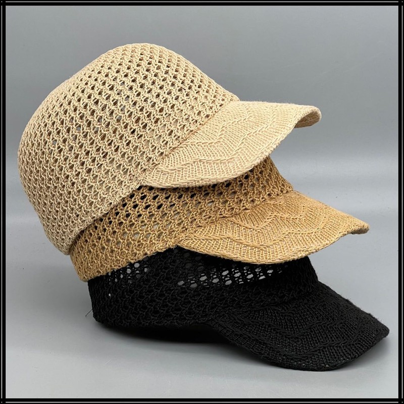 White Fang CZA116 Women's Straw Cap, Hat, Mesh, UV Protection,