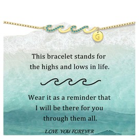 Gold Bracelet with Initial G Initial Bracelets for Women Dainty Link Inspirational Wave 21st Birthday Gifts for Her Christmas Jewelry Mom Gift