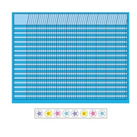 Horizontal Blue 4 Piece Classroom Incentive Chart and Sticker Set, for Tracking Goals, Chores, Classroom assignments and Responsibilities.
