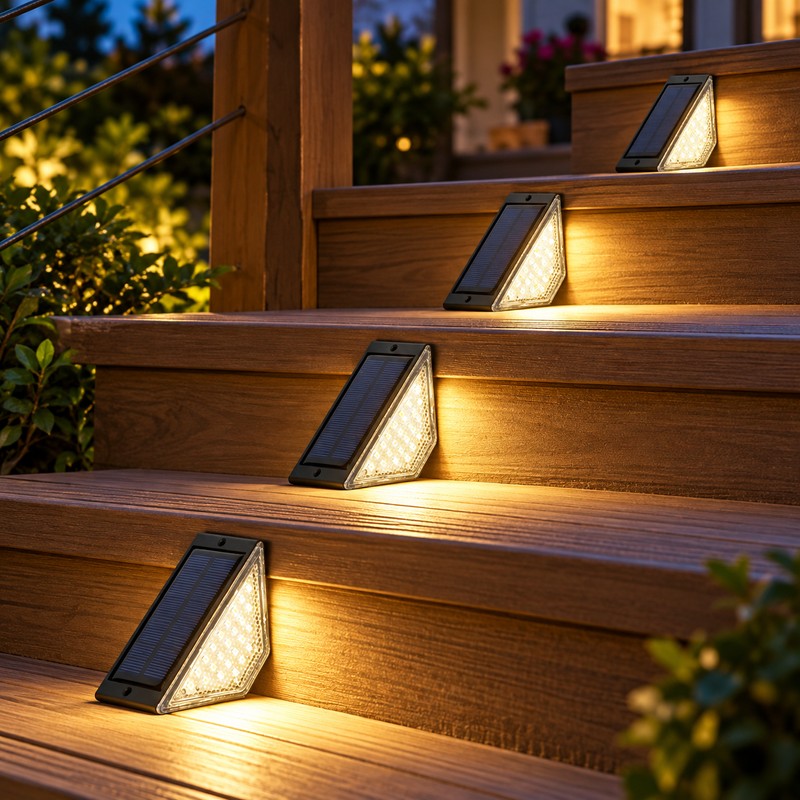 4-Pack Solar Stair Lights for Outdoor Steps – Warm White