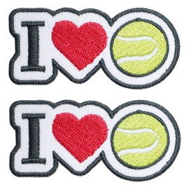Octory 2 PCS I Love Sports Patch Iron on for Clothing Saw On/Iron On Embroidered Patch Applique for Jeans, Hats, Bags (I Love Tennis)