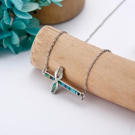 POPLYKE Cross Necklace 925 Sterling Silver Cross Necklace for Women Simple Cz Cross Pendant Necklace for Everyday Jewelry