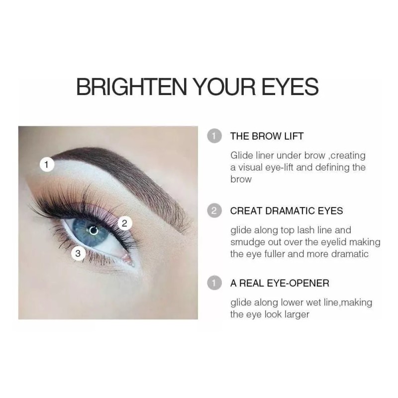 Kaiqikaixi 12 Lápices De Ojos Blancos, Lápiz De Cejas, Lápiz