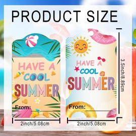 Summer Gift Tags with String -50Pcs 2 x 3.5 Inch I Hope You Have A Cool Summer Tags Fun Name Label End of School Year Teacher Appreciation Label for Party Decor (Pink)