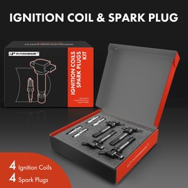 A-Premium Set of 4 Ignition Coil Pack and Iridium Spark Plugs Compatible with Hyundai Sonata (MFI), Tucson, Genesis, Equus & Kia Optima Forte Forte5 Sportage Rondo, 2.0L, 2.4L