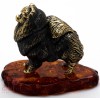 Solid Brass Amber Figurine of Pomeranian Spitz dog IronWork