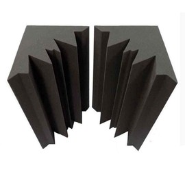 Set of 2 - Acoustic Foam Bass Trap Studio Soundproofing Corner Wall 12" X 12" X 24" - Color: Charcoal