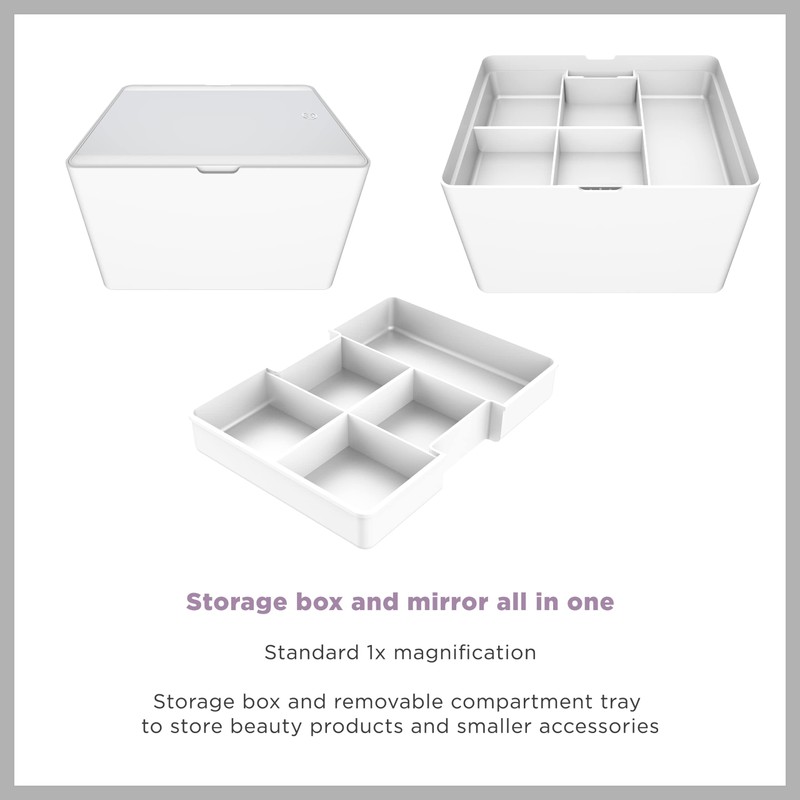 Conair Lighted Makeup Mirror, Makeup Organizer with Mirror, Storage Box,